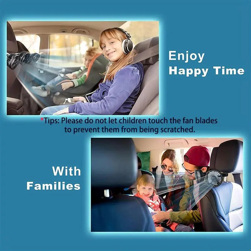 Adjustable Car Backseat Fan, Summer Essential Dual-Head USB Car Fan