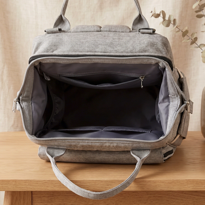 Multifunctional, Large-Capacity Diaper Backpack with Foldable Bed