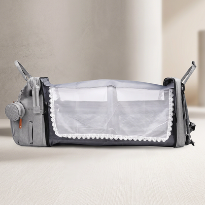Multifunctional, Large-Capacity Diaper Backpack with Foldable Bed