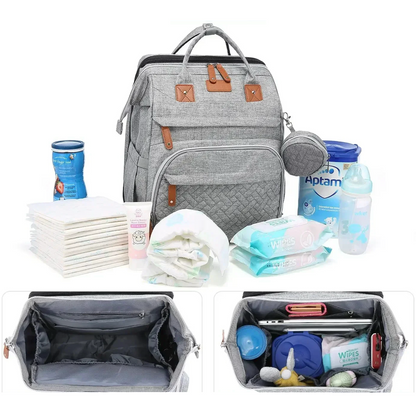 Multifunctional, Large-Capacity Diaper Backpack with Foldable Bed
