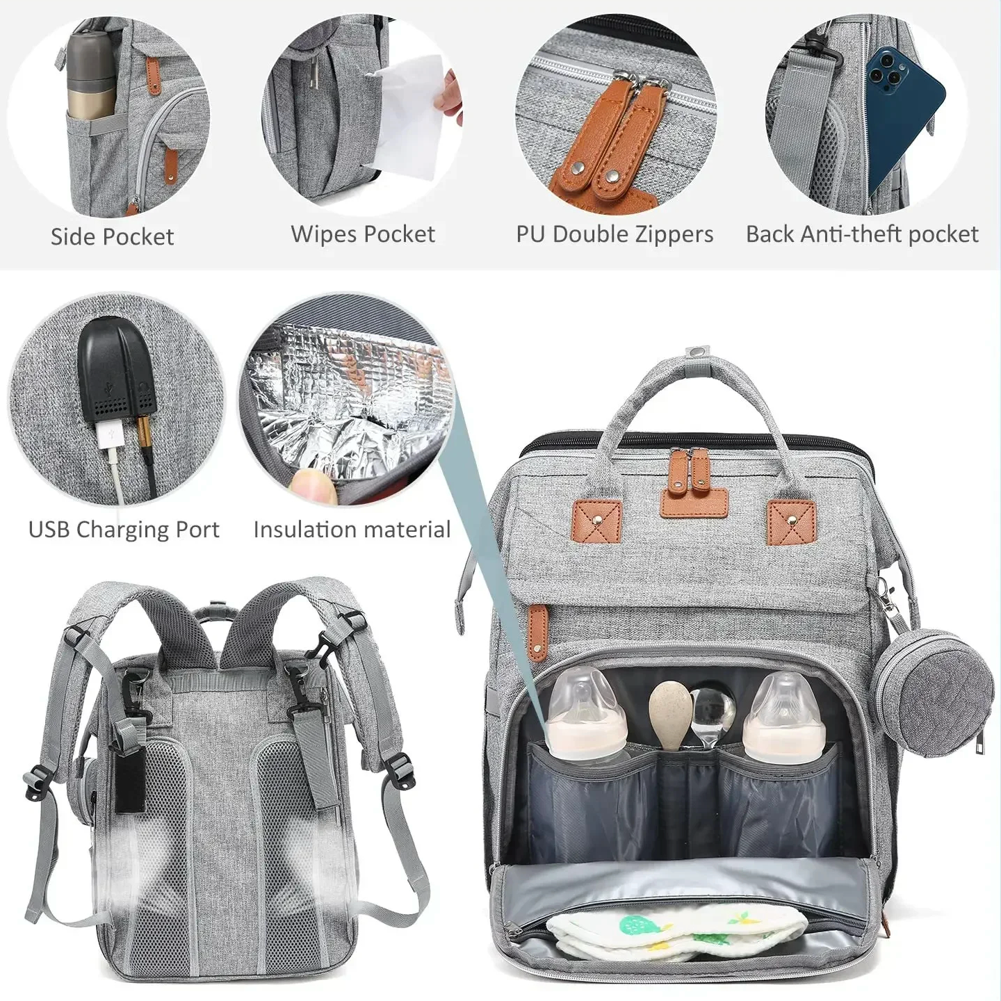 Multifunctional, Large-Capacity Diaper Backpack with Foldable Bed