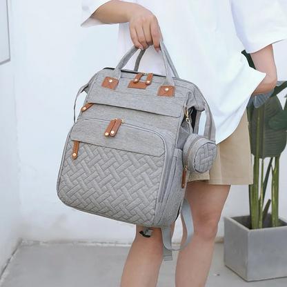 Multifunctional, Large-Capacity Diaper Backpack with Foldable Bed