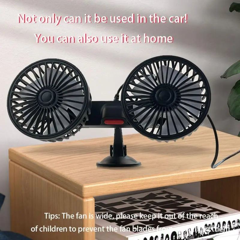 Adjustable Car Backseat Fan, Summer Essential Dual-Head USB Car Fan